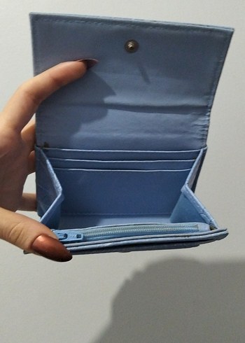 Yılan Desenli Mavi Deri Kadın Cüzdanı - Görsel 2