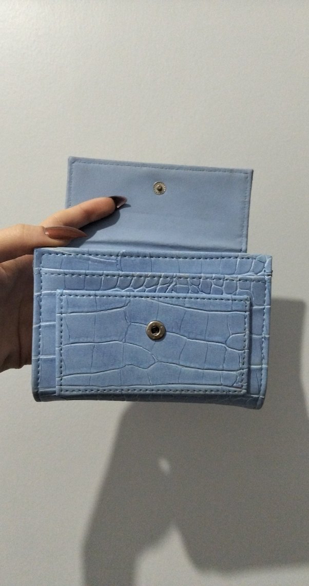 Yılan Desenli Mavi Deri Kadın Cüzdanı - Görsel 3