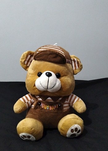 Renkli Yazılı Tulumlu Kahverengi Peluş Ayı - Görsel 2