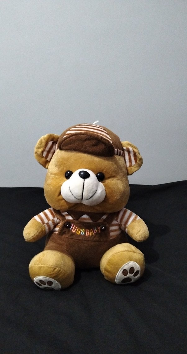 Renkli Yazılı Tulumlu Kahverengi Peluş Ayı - Görsel 2