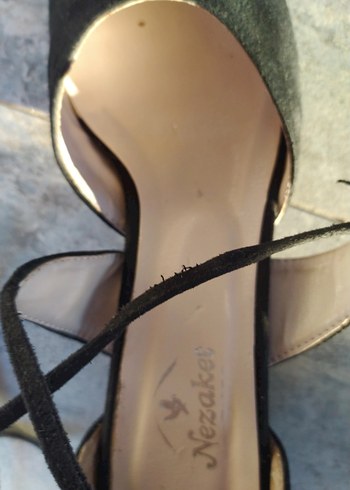 Siyah Süet Bağcıklı Kalın Topuklu Ayakkabı - Görsel 3