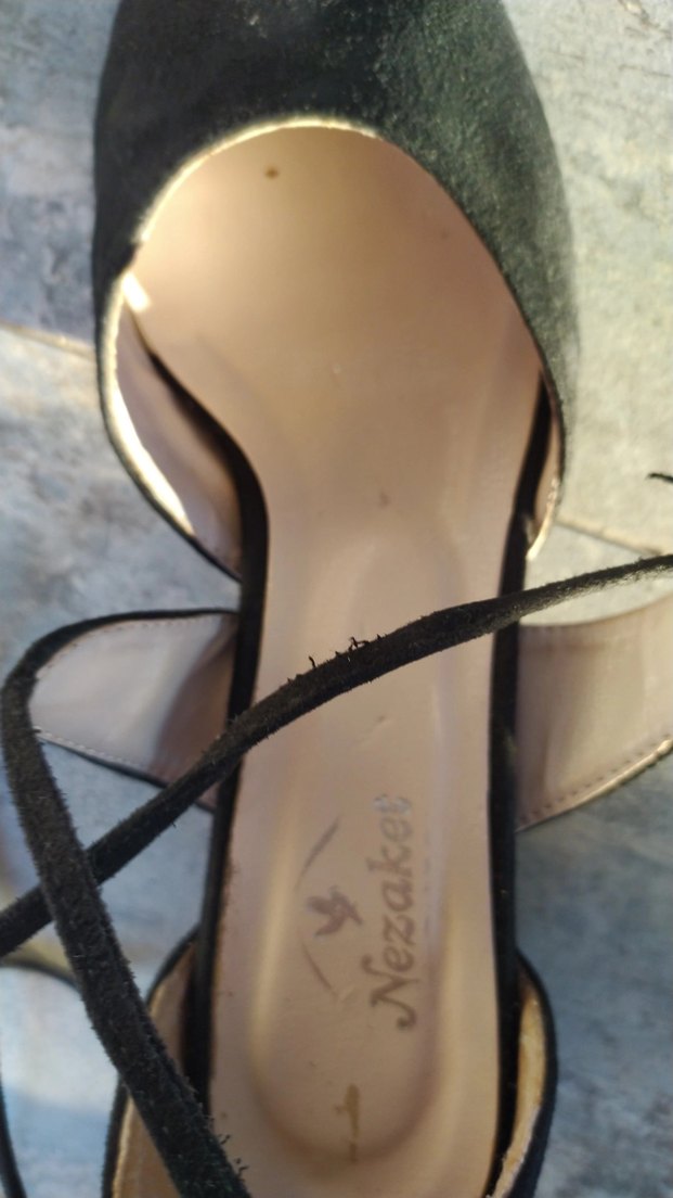 Siyah Süet Bağcıklı Kalın Topuklu Ayakkabı - Görsel 3