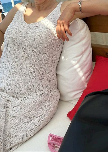 Örgü Bohem V Yaka Uzun Elbise - Görsel 3