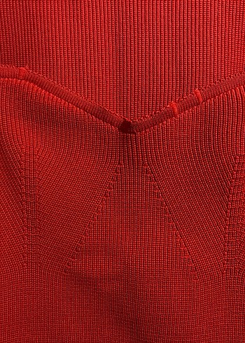 Kırmızı balon kol ve yaka detaylı triko - Görsel 5