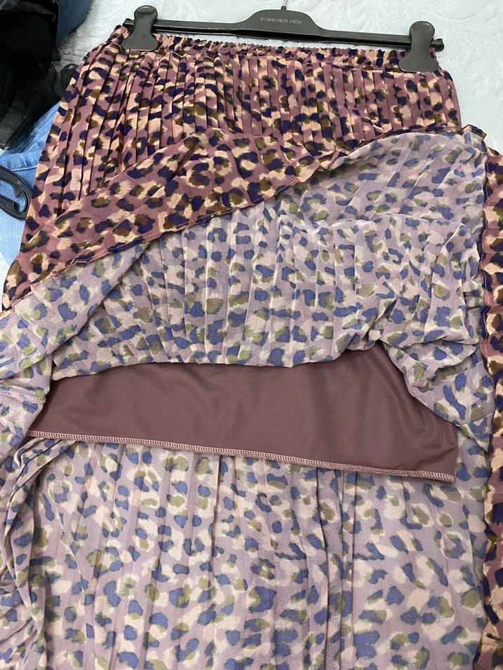 Pileli desenli astarlı midi Etek - Görsel 4