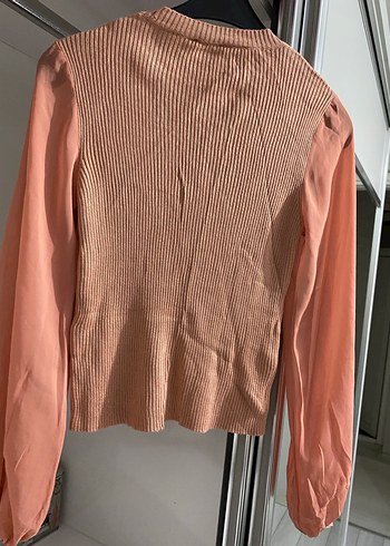 Trendyol pudra şifon kol detay triko - Görsel 2