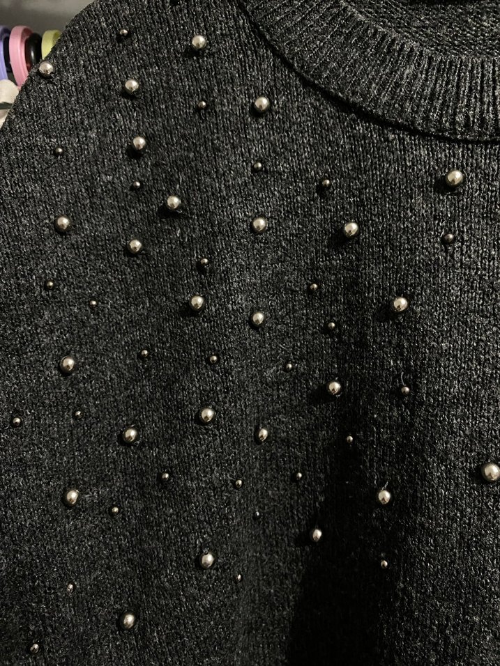 Lcw Gri İnci İşlemeli Triko Kadın Kazak - Görsel 3