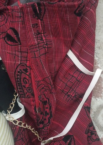 Kırmızı Baskılı etek - Görsel 4