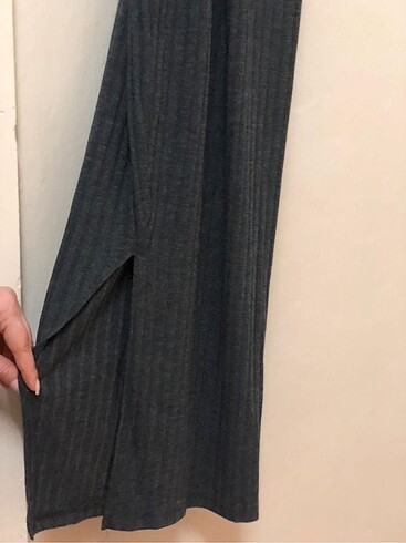s Beden gri Renk Yandan Yırtmaçlı Elbise
