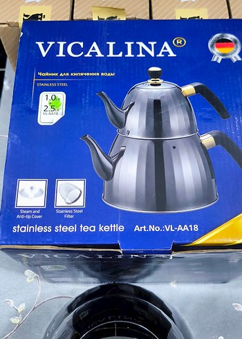 Vicalina Paslanmaz Çelik Çaydanlık Seti Siyah - Görsel 3