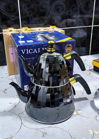 Vicalina Paslanmaz Çelik Çaydanlık Seti Siyah - Görsel 6