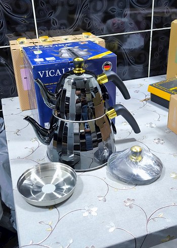 Vicalina Paslanmaz Çelik Çaydanlık Seti Siyah - Görsel 4