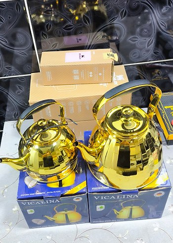 Vicalina Sarı Paslanmaz Çelik Çaydanlık - Görsel 4