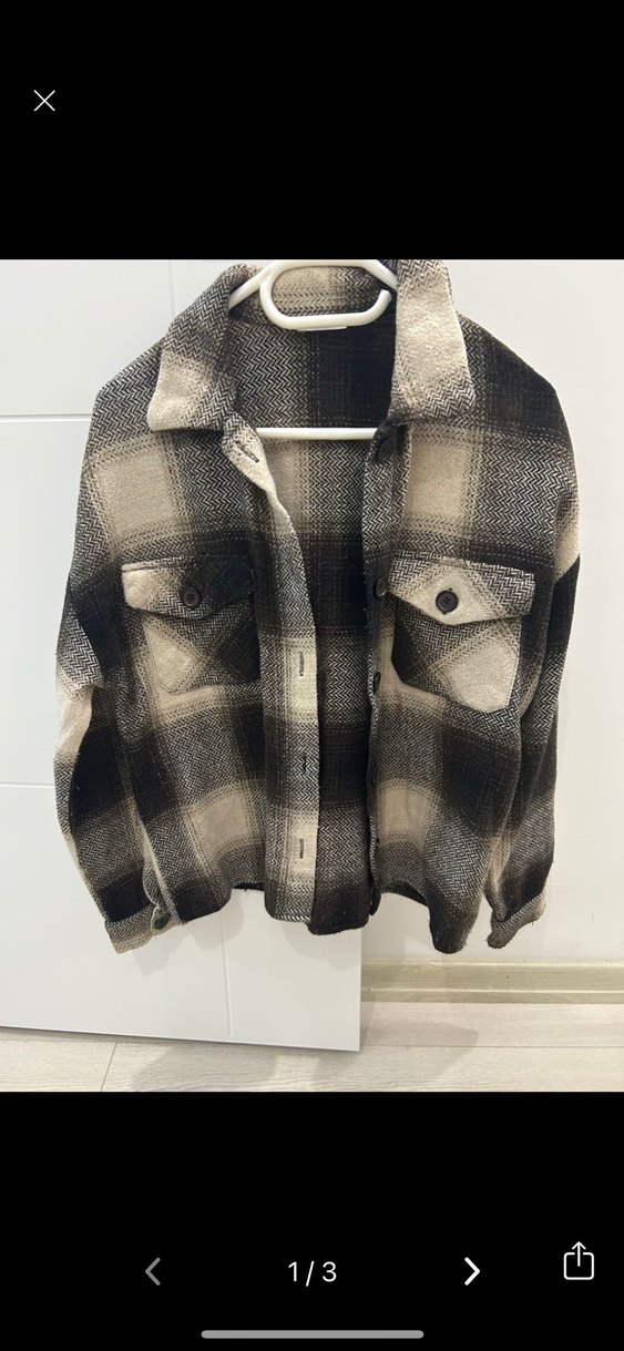 Düğmeli Ekose Desenli Kadın Yün Gömlek - Görsel 2