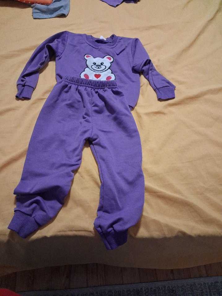 Mor Nakışlı Kız Eşofman Takımı - Görsel 2