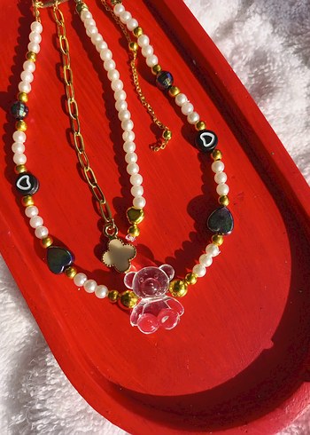 Uzun Boncuklu şeffaf panda detaylı çanta charm - Görsel 3