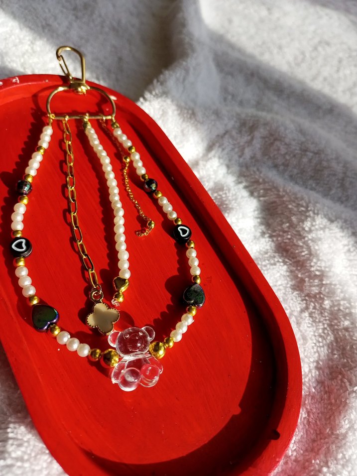 Uzun Boncuklu şeffaf panda detaylı çanta charm - Görsel 4