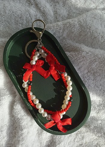 Kırmızı Boncuklu Bohem Anahtarlık & Charm - Görsel 4