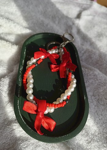 Kırmızı Boncuklu Bohem Anahtarlık & Charm - Görsel 6