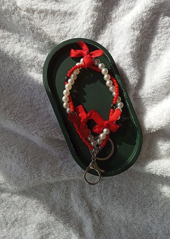 Kırmızı Boncuklu Bohem Anahtarlık & Charm - Görsel 2