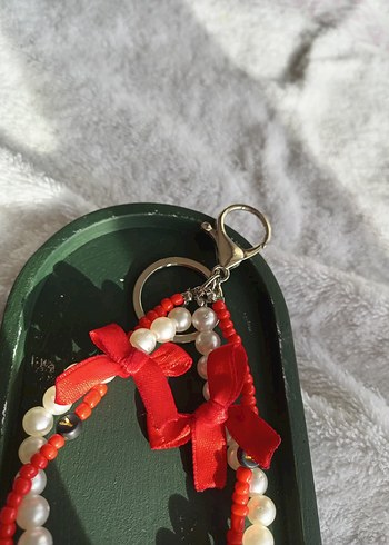 Kırmızı Boncuklu Bohem Anahtarlık & Charm - Görsel 3