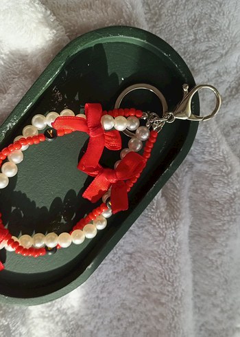 Kırmızı Boncuklu Bohem Anahtarlık & Charm - Görsel 5