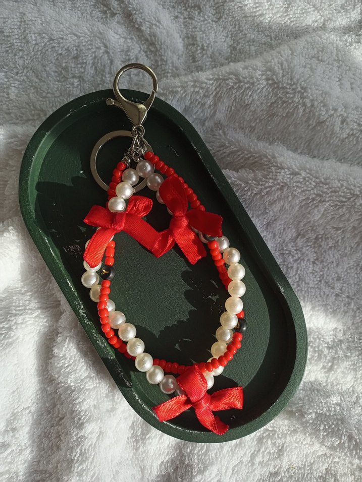 Kırmızı Boncuklu Bohem Anahtarlık & Charm - Görsel 4