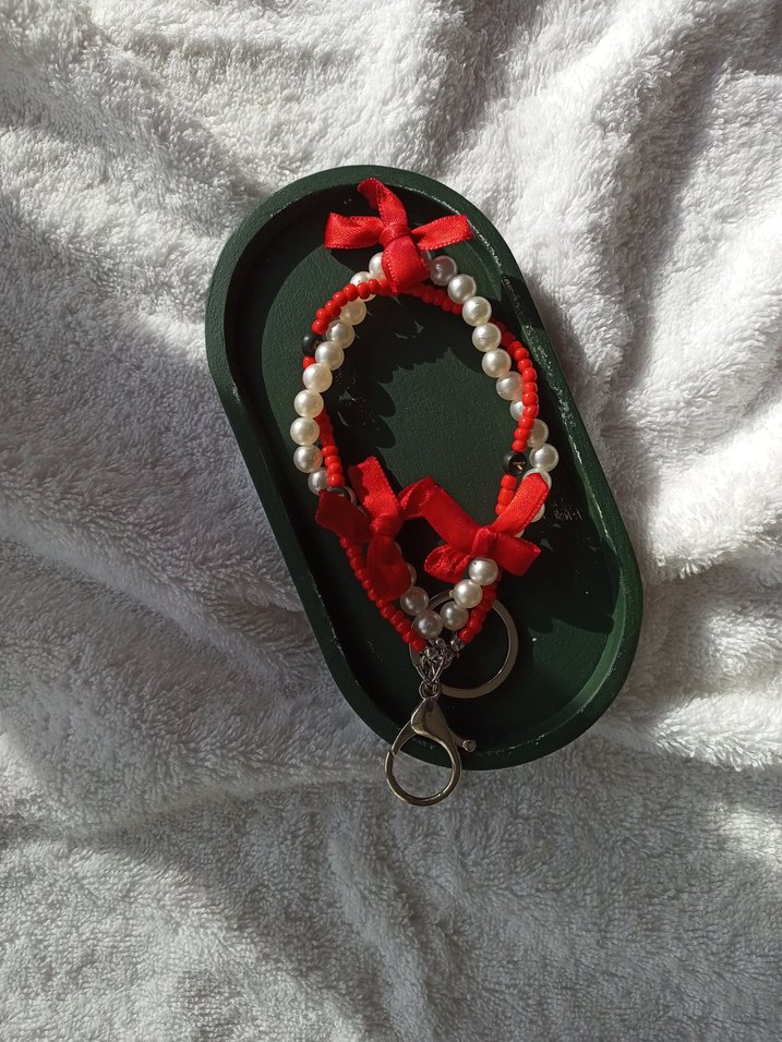 Kırmızı Boncuklu Bohem Anahtarlık & Charm - Görsel 2