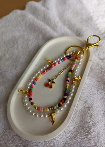 Kiraz uçlu incili çanta charm - Görsel 3