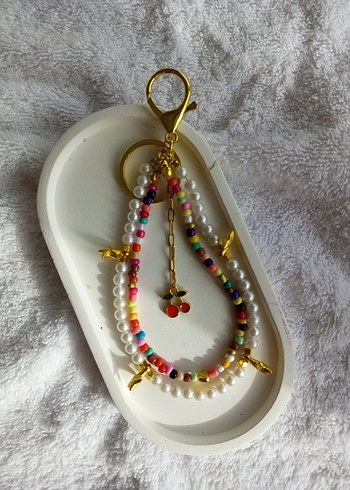 Kiraz uçlu incili çanta charm - Görsel 5