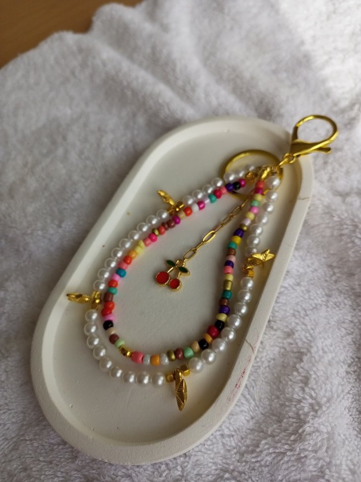 Kiraz uçlu incili çanta charm - Görsel 3