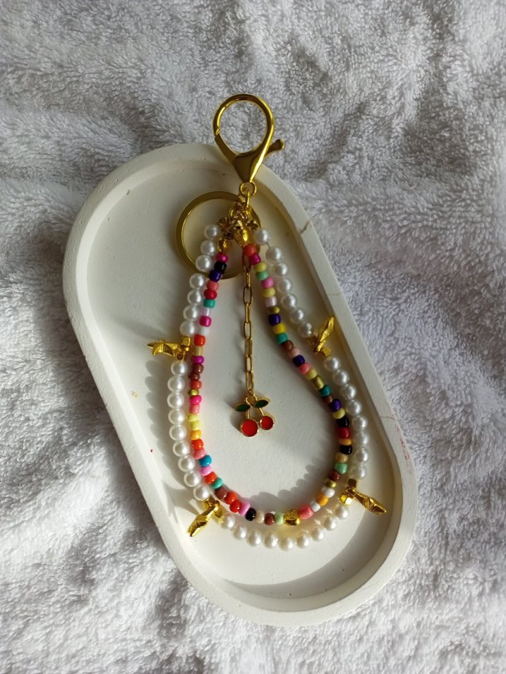 Kiraz uçlu incili çanta charm - Görsel 5