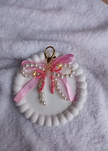 Pembe kurdele detaylı çanta charm - Görsel 2