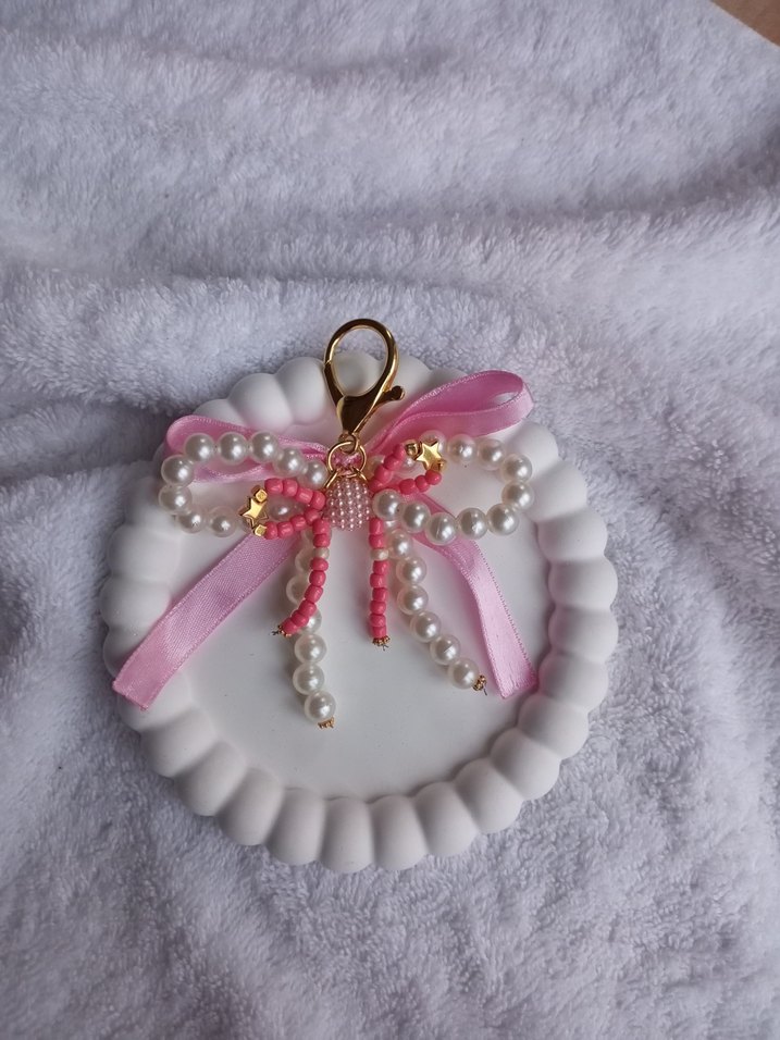 Pembe kurdele detaylı çanta charm - Görsel 2