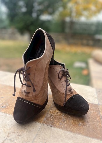 Kahverengi Süet Stiletto Topuklu Kadın Ayakkabı - Görsel 4