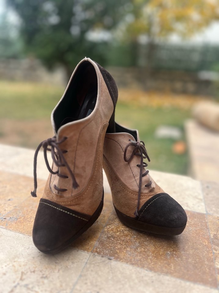 Kahverengi Süet Stiletto Topuklu Kadın Ayakkabı - Görsel 4