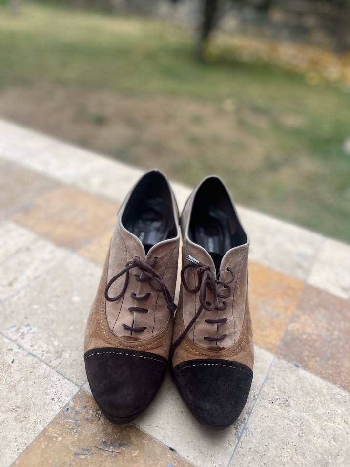 Kahverengi Süet Stiletto Topuklu Kadın Ayakkabı - Görsel 5