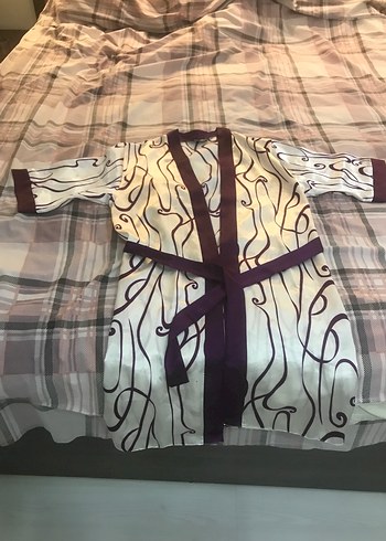 Bohem Midi Beyaz Kuşaklı Kimono - Görsel 4