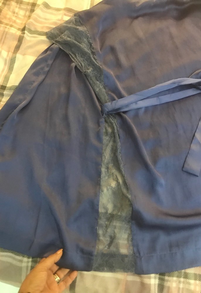 Kadın Lacivert Kısa Kollu Midi Sabahlık - Görsel 2