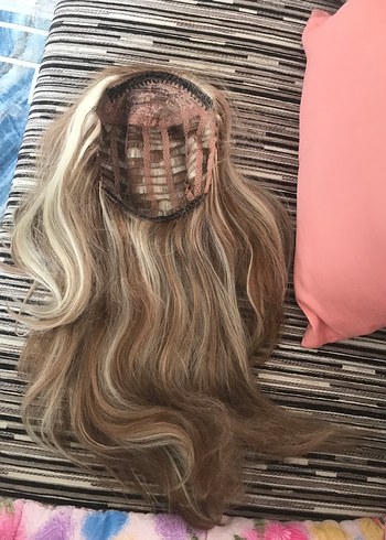 Bej Gri Kürklü Sentetik Saç Aksesuarı - Görsel 2