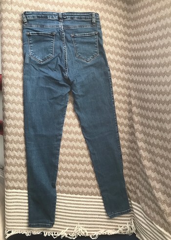 Düğmeli Mavi Kadın Denim Jean - Görsel 3