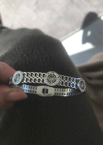 Gri Yılan Desenli Tokalı Kadın Bileklik - Görsel 2