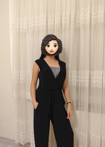 Siyah V Yakalı Kadın Tulum - Görsel 2