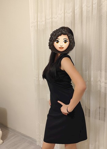 Siyah V Yakalı Kadın Kalem Elbise - Görsel 2