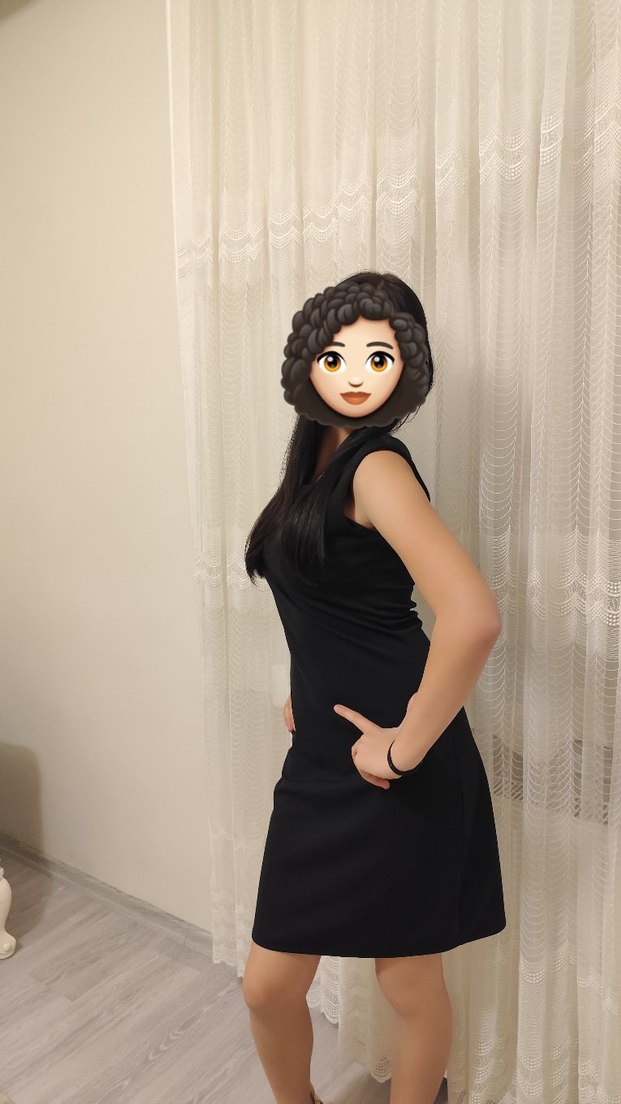 Siyah V Yakalı Kadın Kalem Elbise - Görsel 2