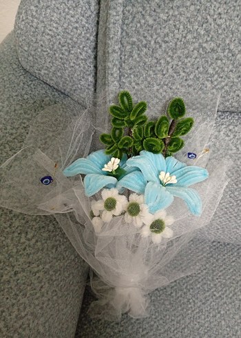 Mavi  çiçek buketi - Görsel 3