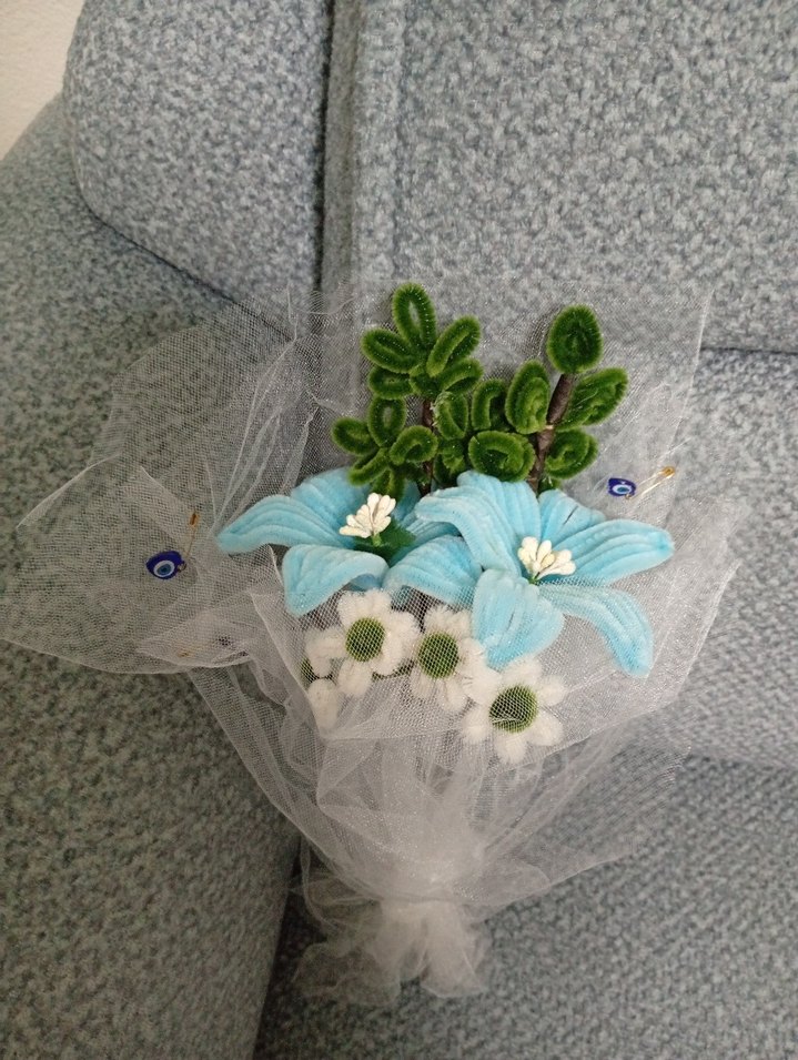 Mavi  çiçek buketi - Görsel 3