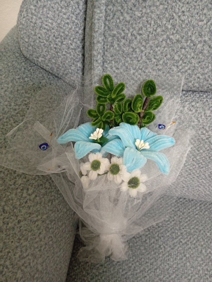 Mavi  çiçek buketi - Görsel 4