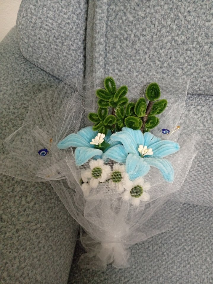 Mavi  çiçek buketi - Görsel 2