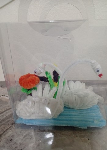 şönil Renkli Beyaz Kuğu hediyelik - Görsel 3